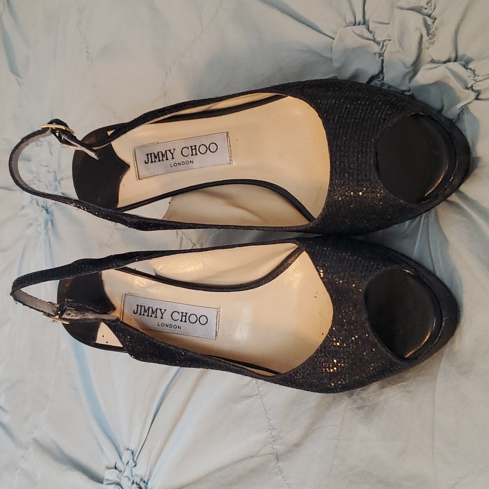 Jimmy Choo Black Peep Toe Heels